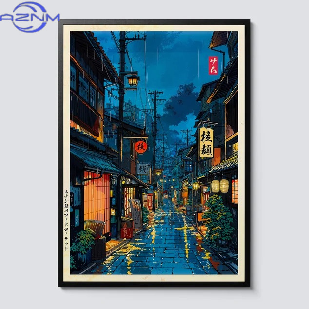 Japanese Lifestyle Anime - AZNM Japanse Tokyo Theehuis Cartoon Canvas